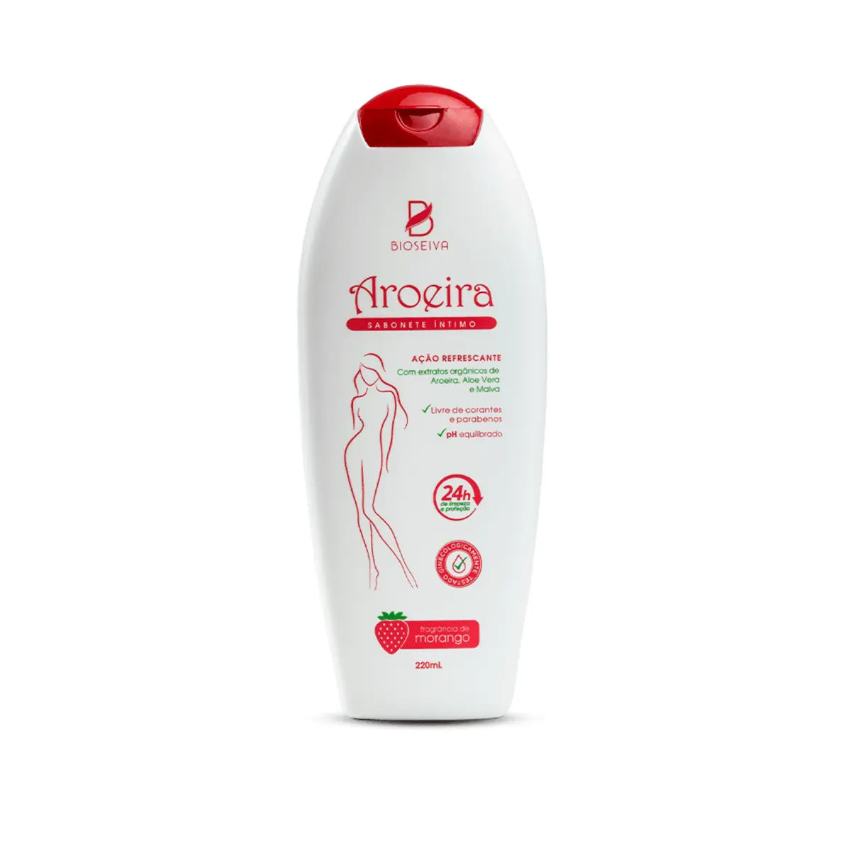 Kit c/4 Sabonete Íntimo de Aroeira Morango 220ml Bio Seiva