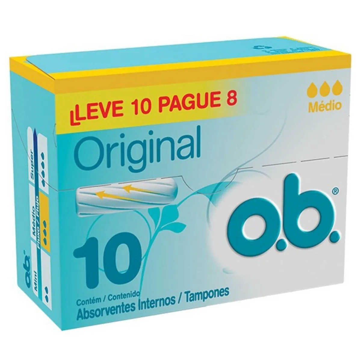 Kit c/4 Absorvente Interno O.B. Médio c/ 10 Unidades