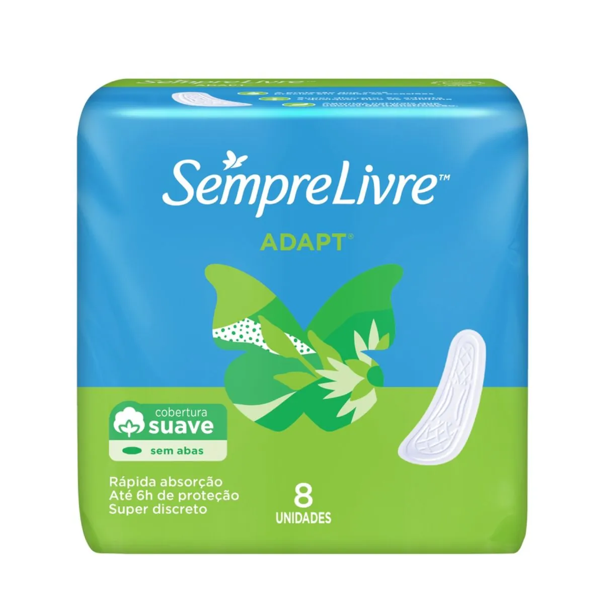 Kit c/4 Absorvente Externo Sempre Livre Adapt Cobertura Suave sem Abas 8 unidades