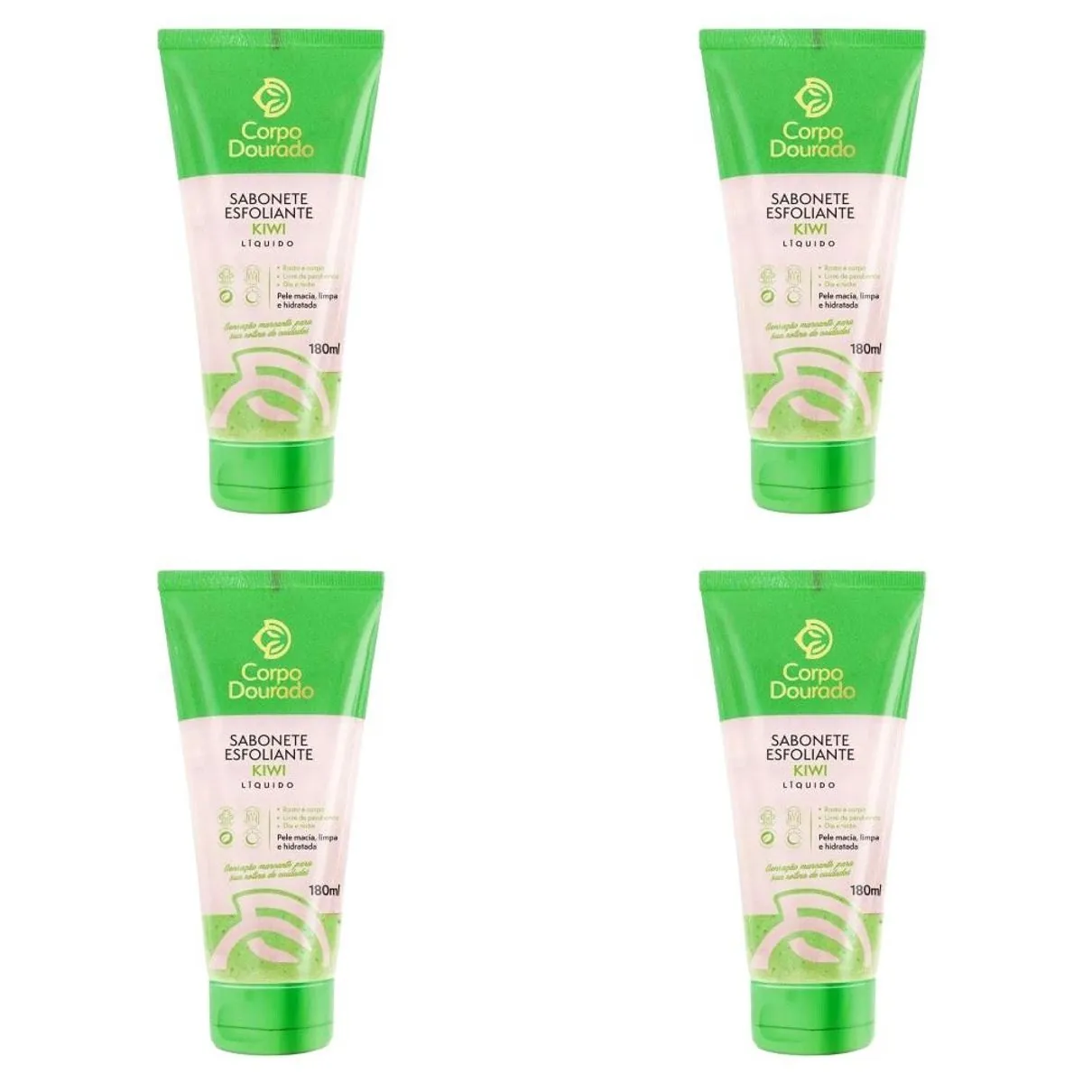 Kit c/4 Sabonetes Esfoliante Corpo Dourado 180ml Kiwi