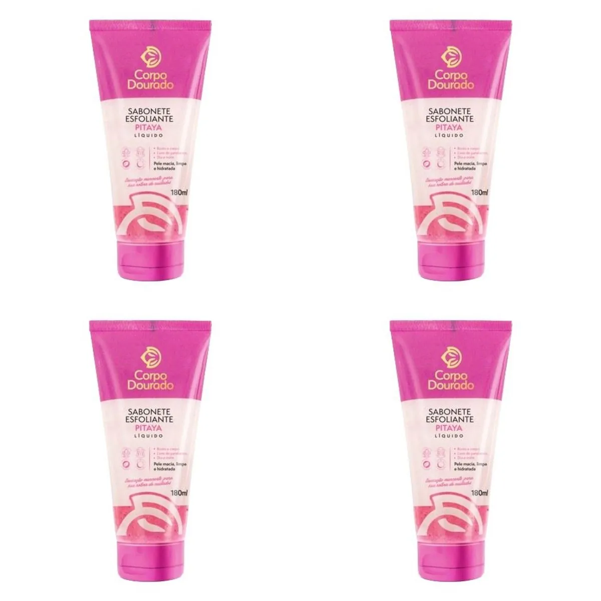Kit c/4 Sabonetes Esfoliante Corpo Dourado 180ml Amora