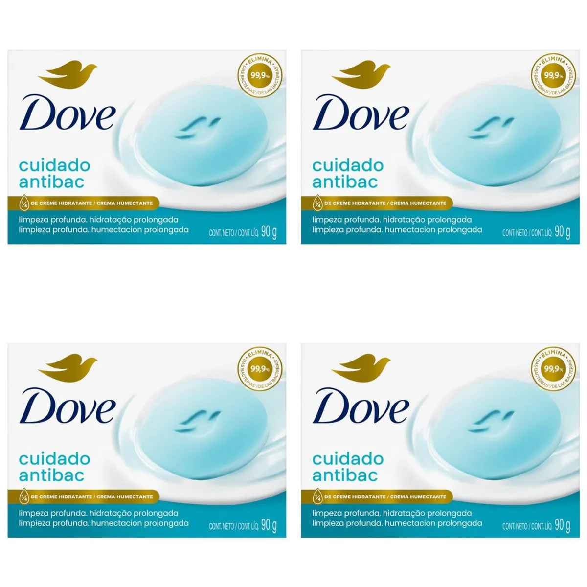 Kit c/4 Sabonetes Dove 90g Cuidado Antibacteriano