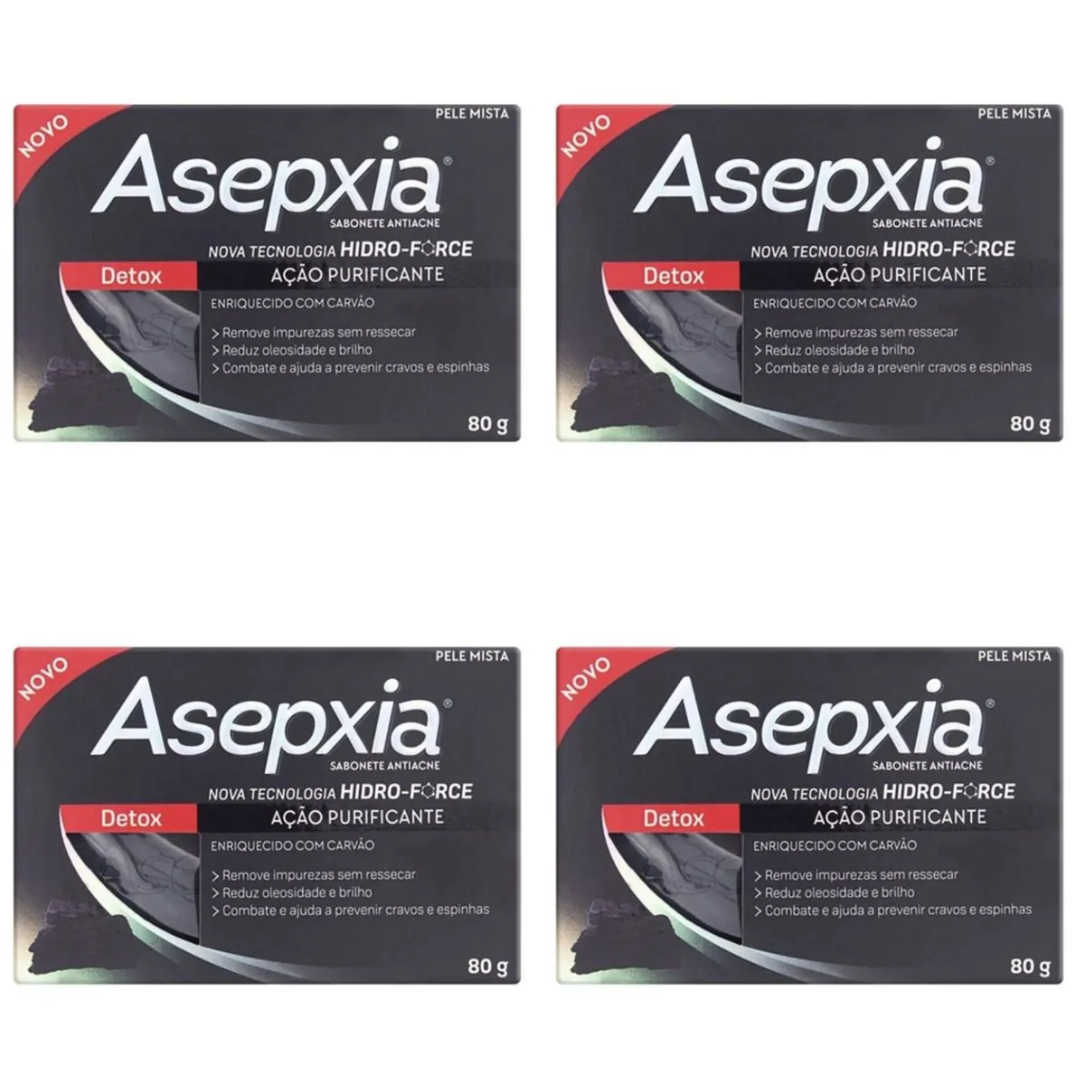 Kit c/4 Sabonetes Asepxia 80g Detox