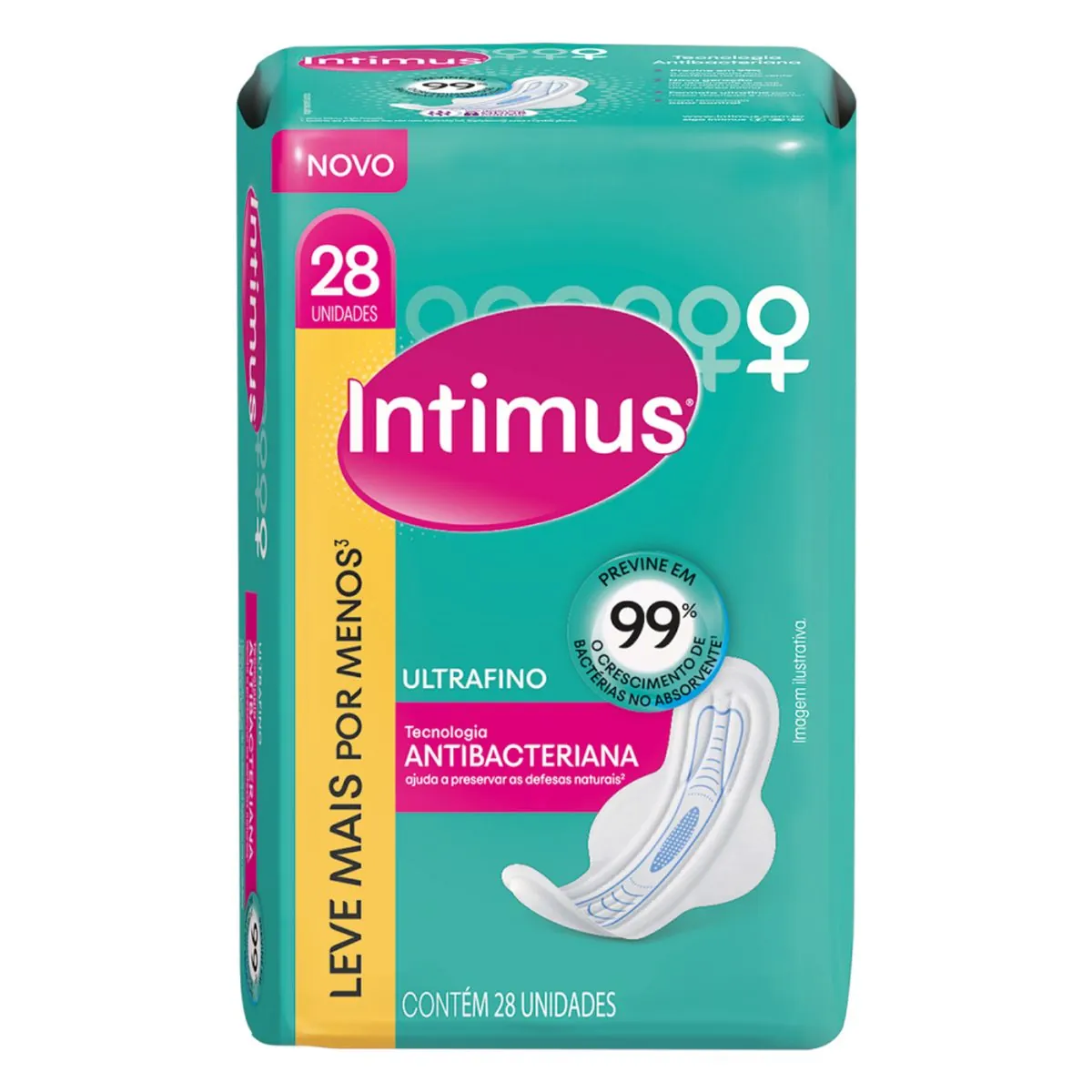 Kit c/4 Absorvente Intimus Antibacteriano Com Abas C/28 Unidades