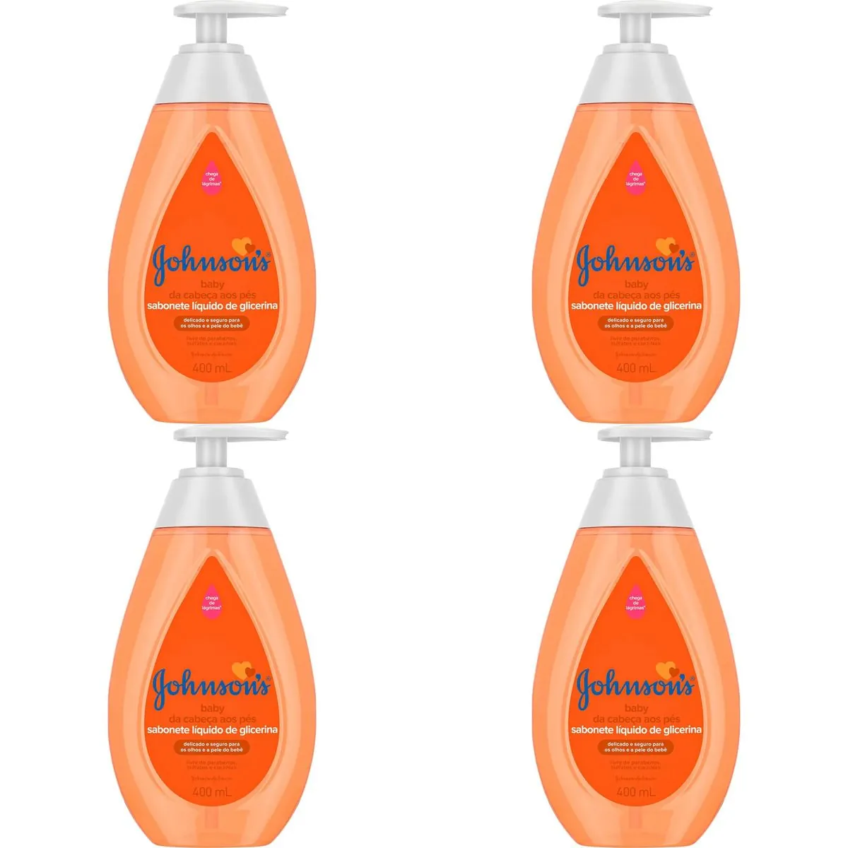 Kit c/4 Sabonetes Liquido Johnson & Johnson Baby Da Cabeça Aos Pés 400ml