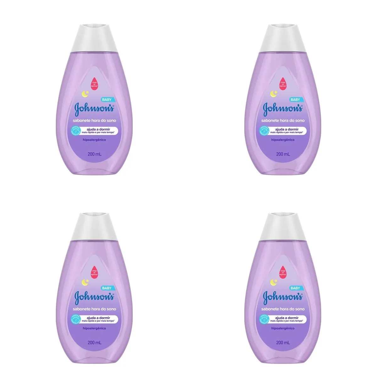 Kit c/4 Sabonetes Liquido Johnson & Johnson Baby Hora Sono 200ml