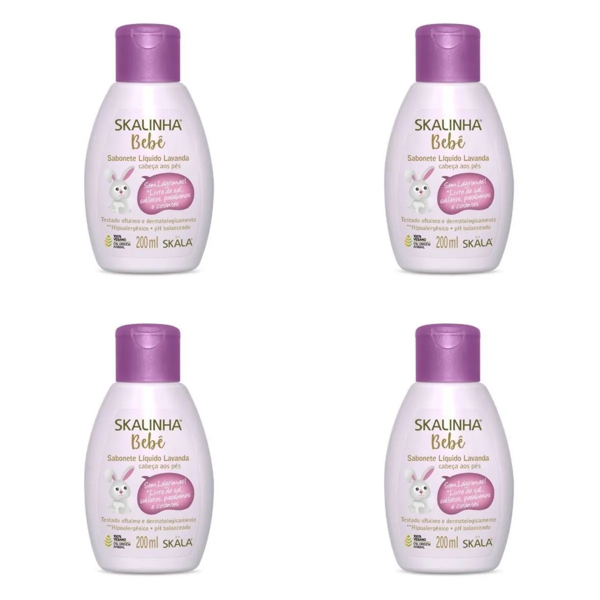 Kit c/4 Sabonetes Liquido Infantil Skalinha Bebê 200ml