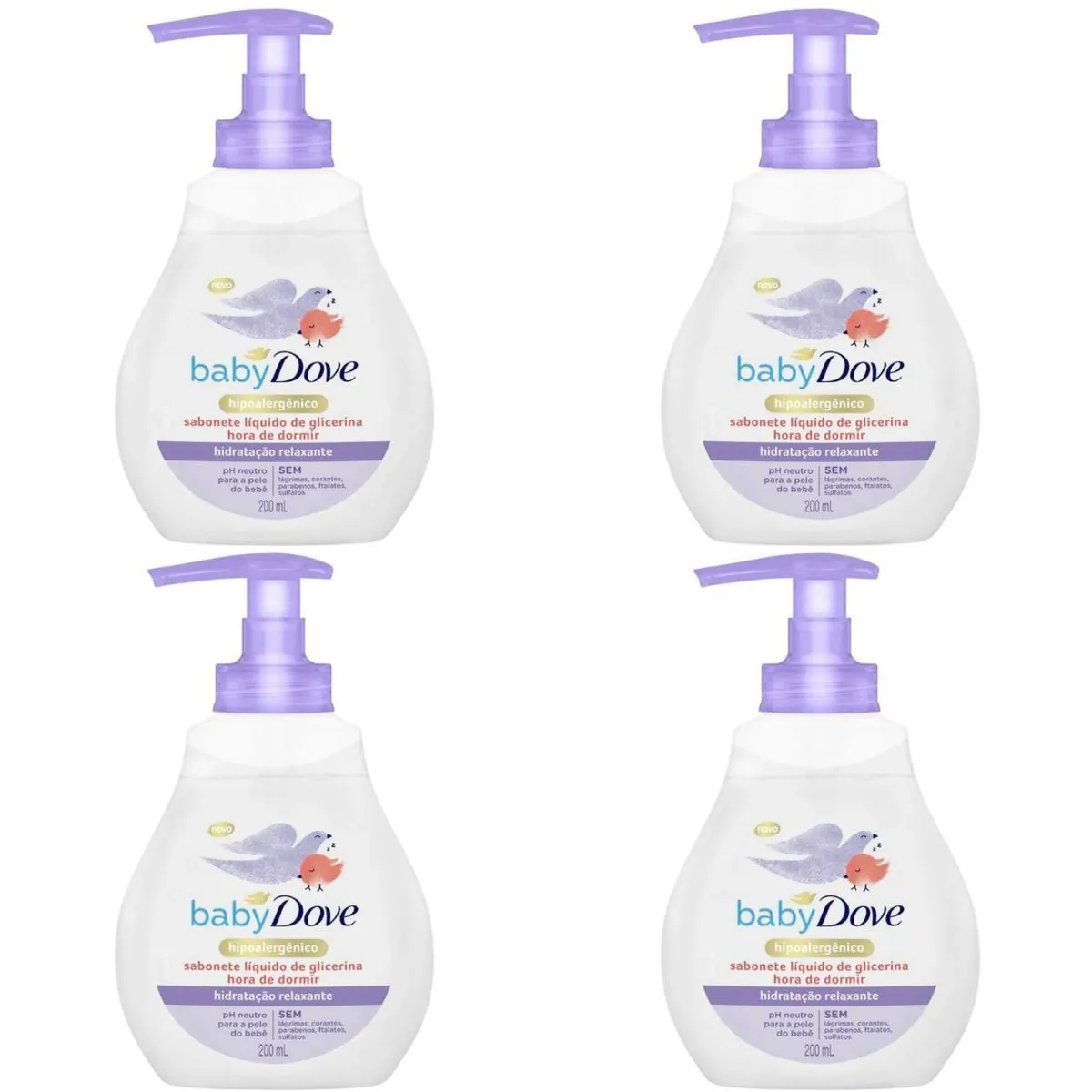 Kit c/4 Sabonetes Liquido Infantil Protex 200ml Lavanda