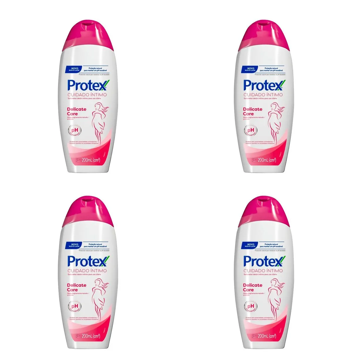 Kit c/4 Sabonetes Íntimo Protex 200ml Delicate Care
