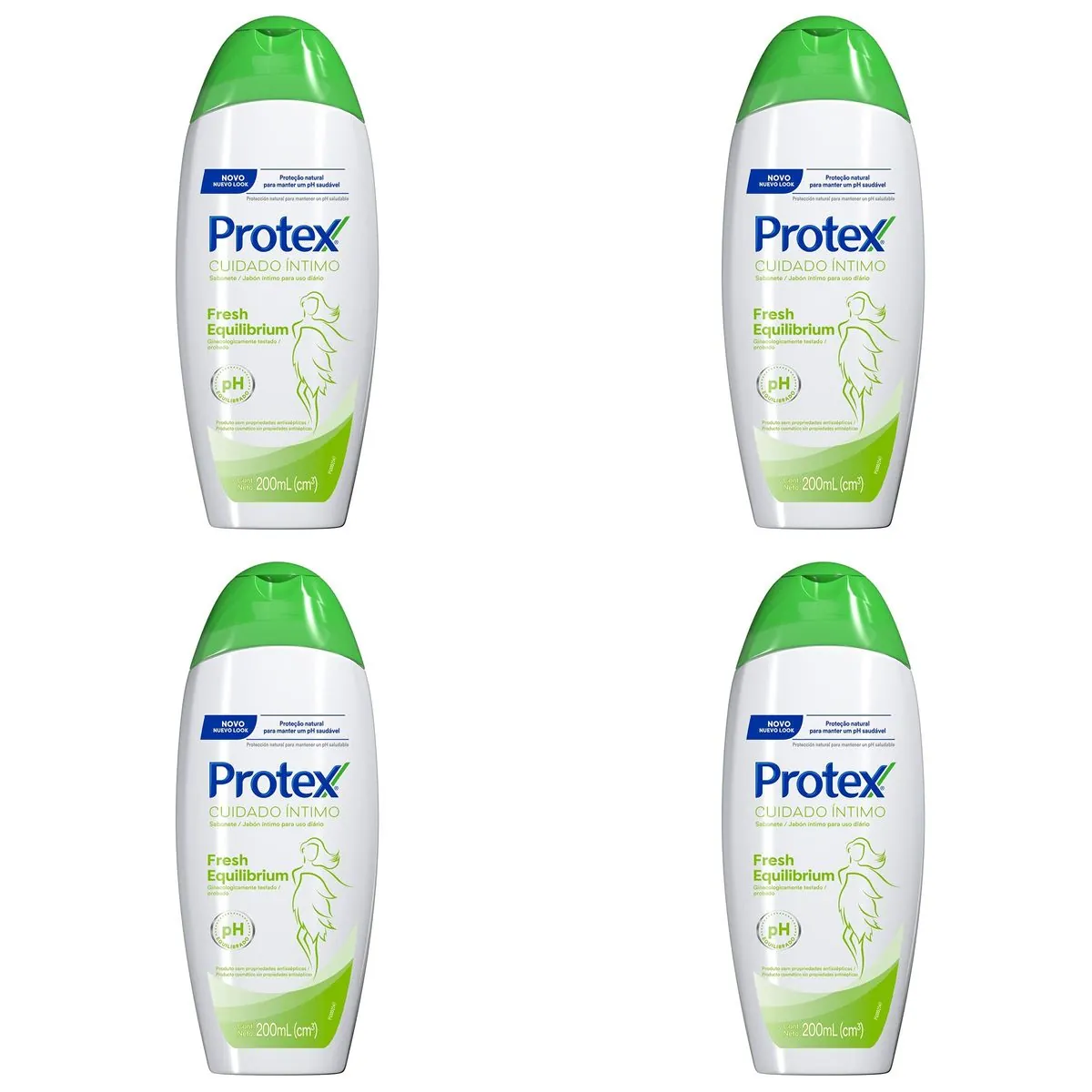 Kit c/4 Sabonetes Íntimo Protex 200ml Fresh Equilibrium
