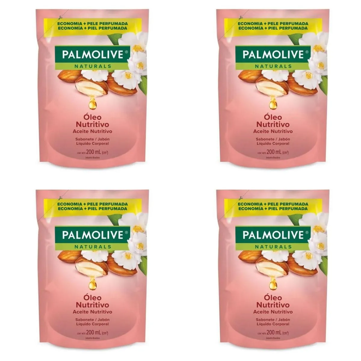 Kit c/4 Sabonetes Líquido Palmolive Refil 200ml Óleo Nutritivo