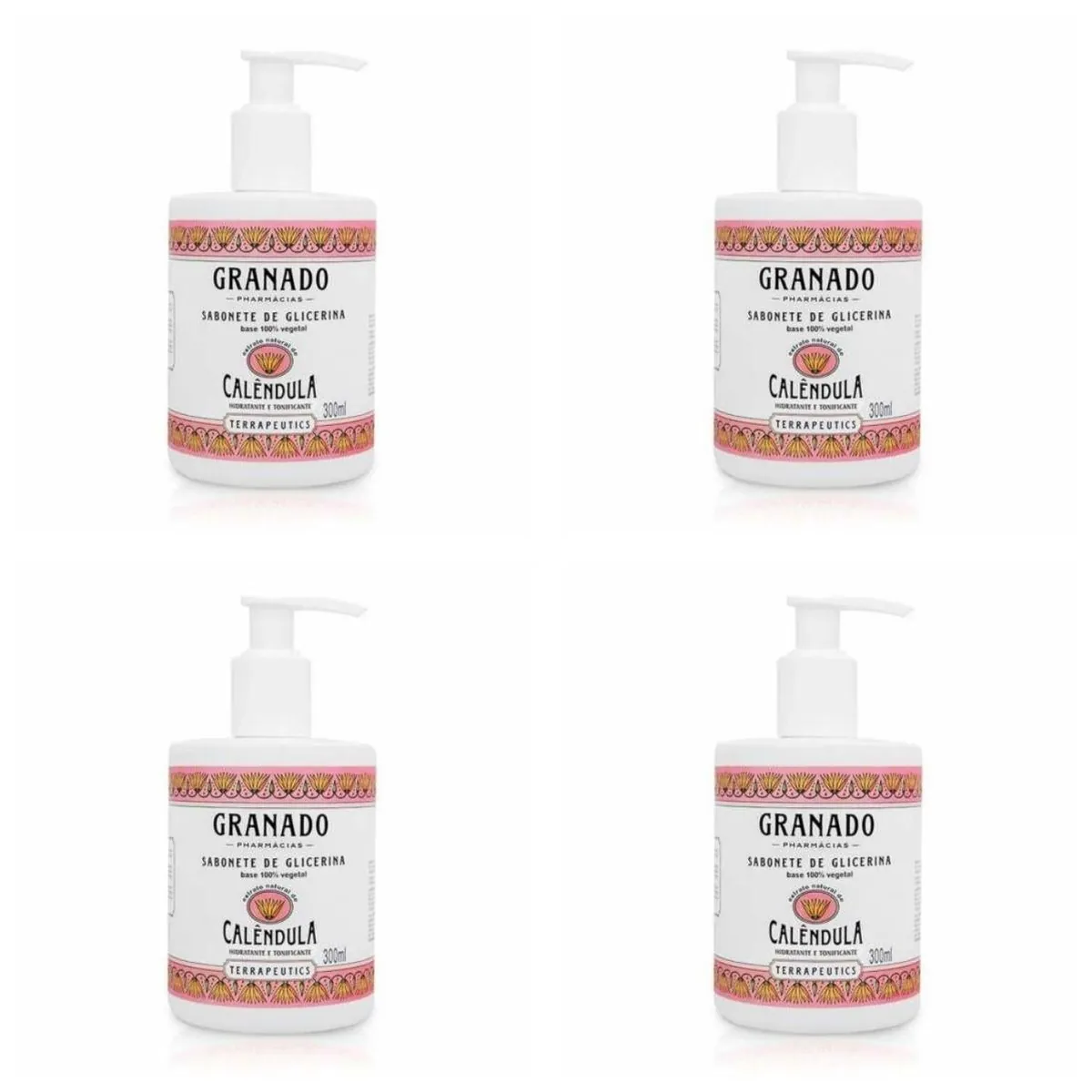 Kit c/4 Sabonetes Líquido Granado Terrapeutics 300ml Calêndula
