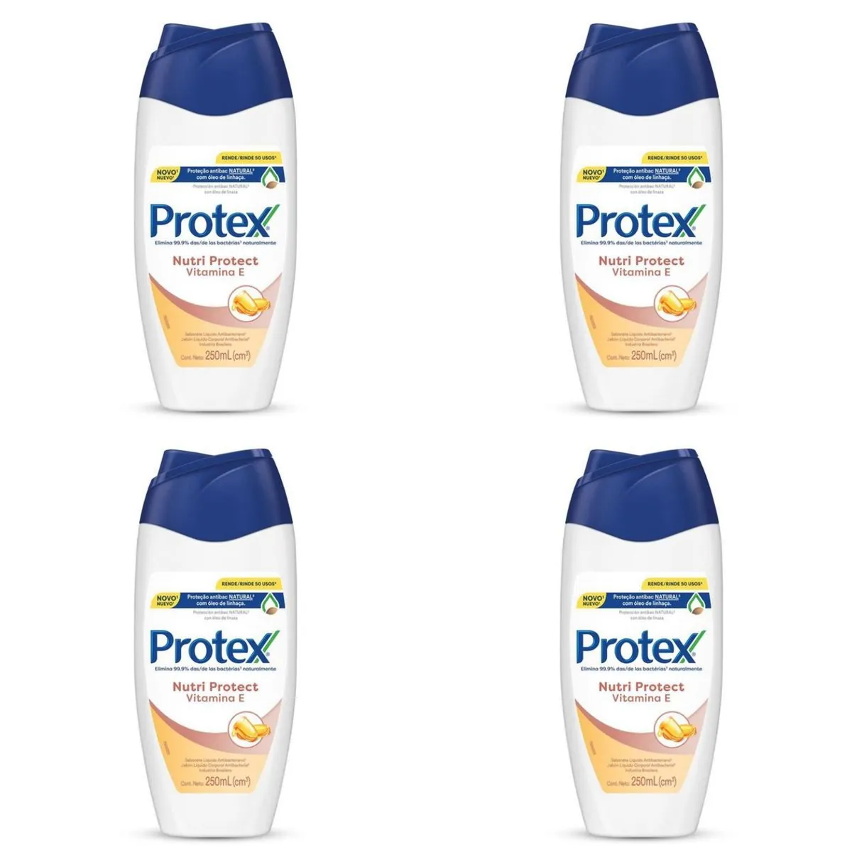 Kit c/4 Sabonetes Liquido Protex 250ml Vitamina E