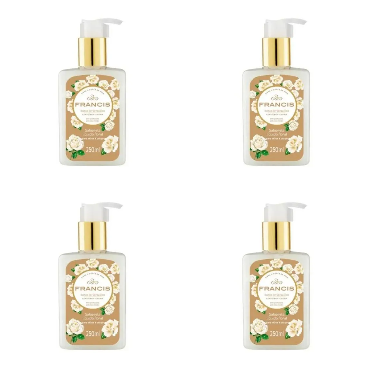 Kit c/4 Sabonetes Líquido Francis Pump 250ml Branco