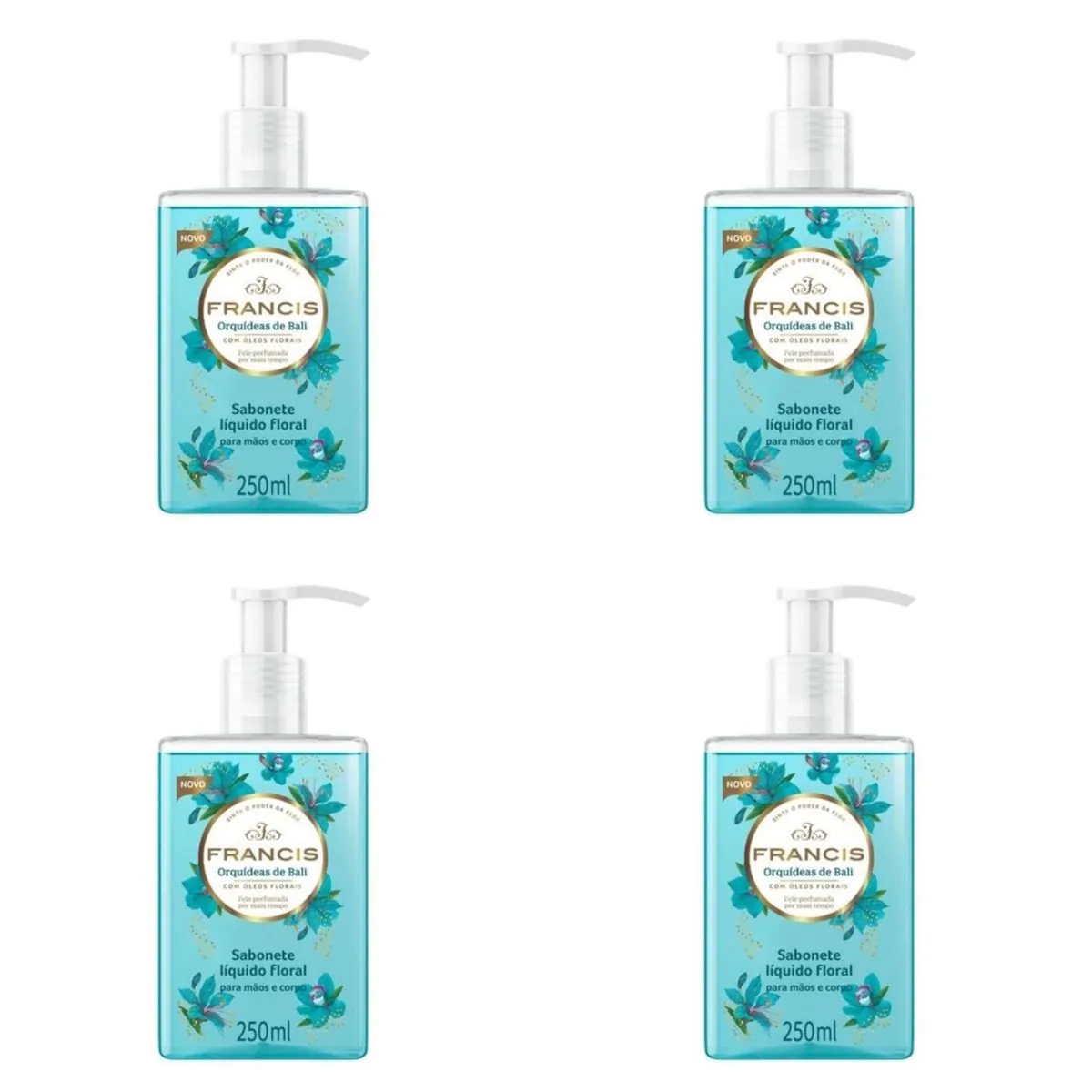 Kit c/4 Sabonetes Liquido Francis Pump 250ml Azul
