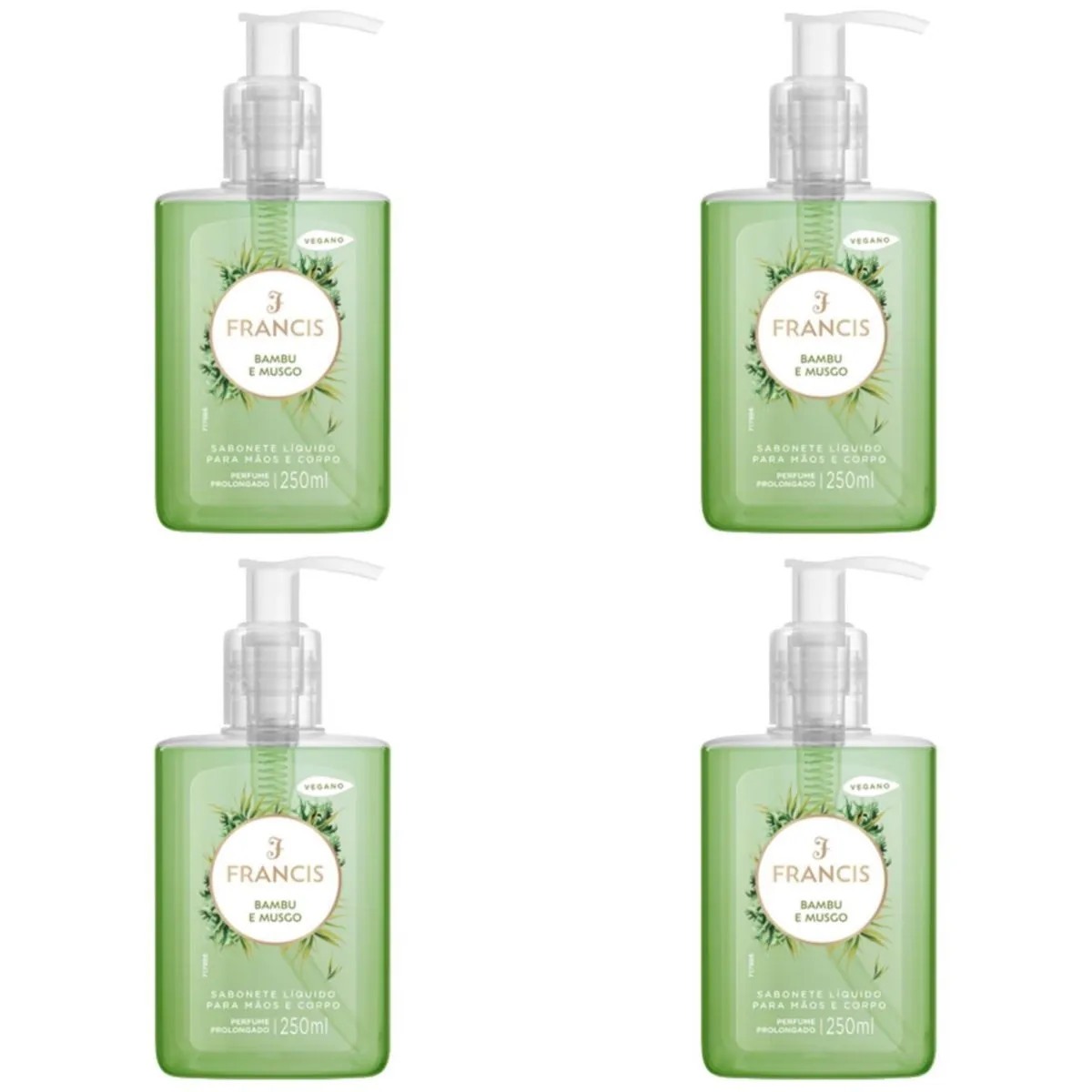 Kit c/4 Sabonetes Líquido Francis Pump 250ml Verde