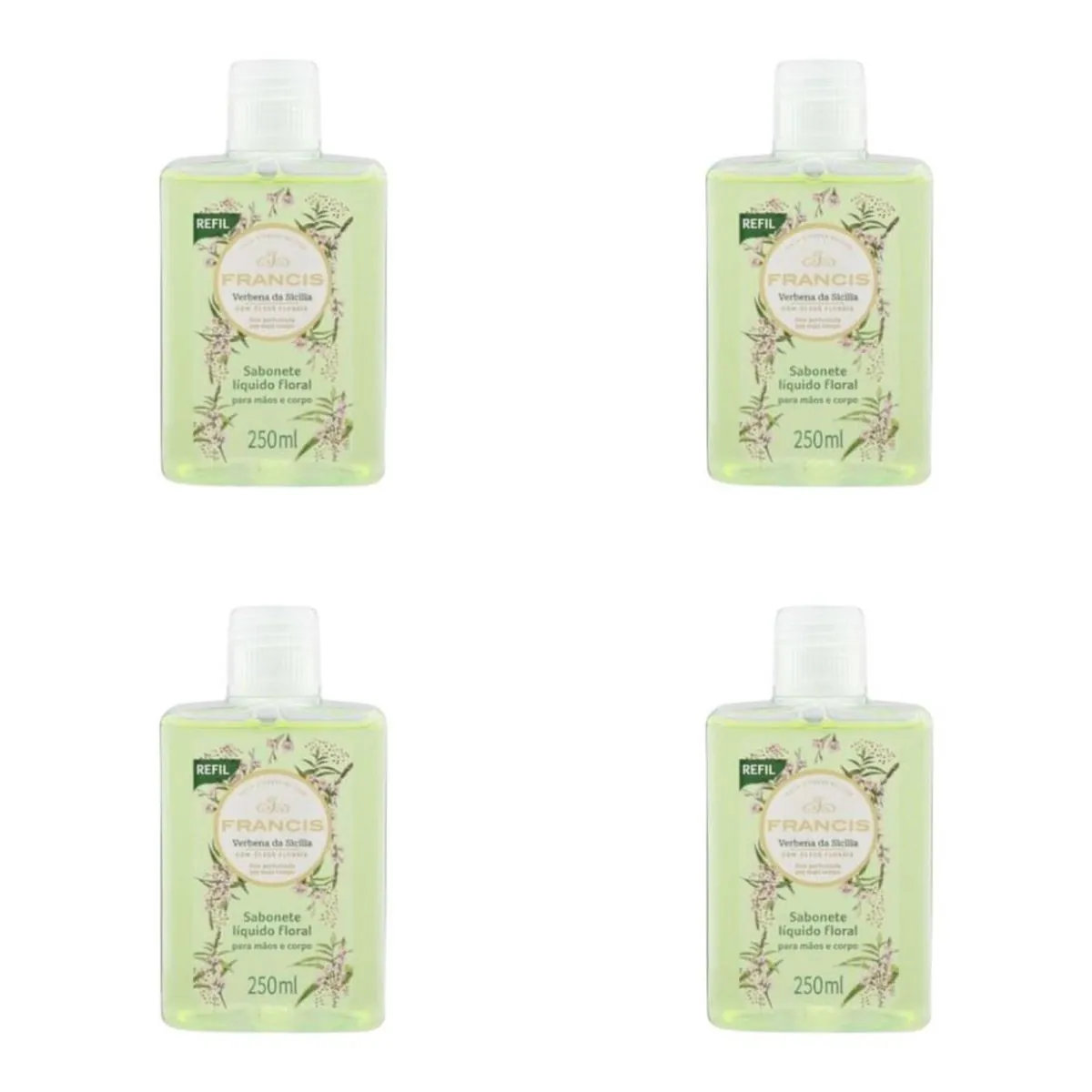 Kit c/4 Sabonetes Liquido Francis Refil 250ml Verde