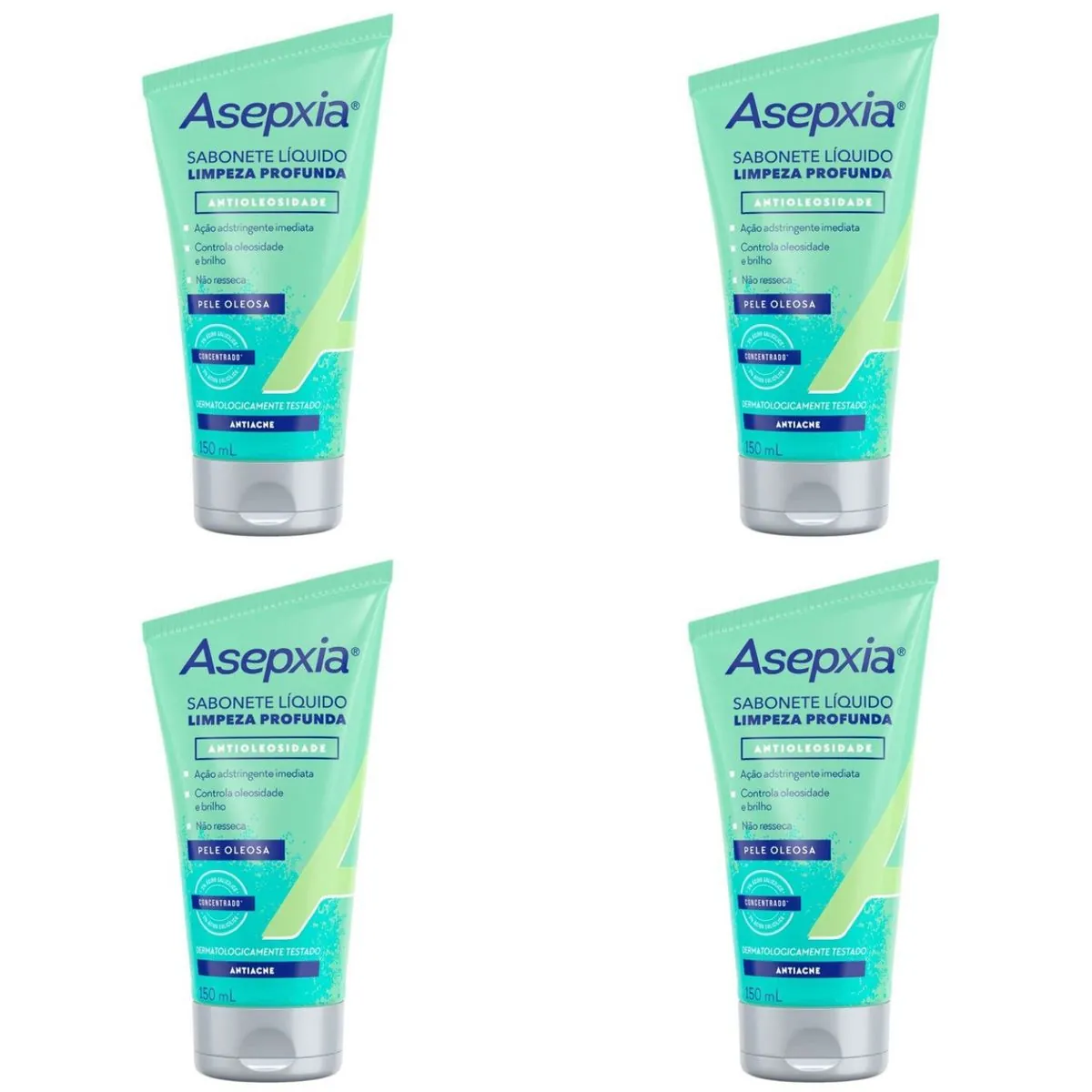 Kit c/4 Sabonetes Líquido Asepxia 150ml Limpeza
