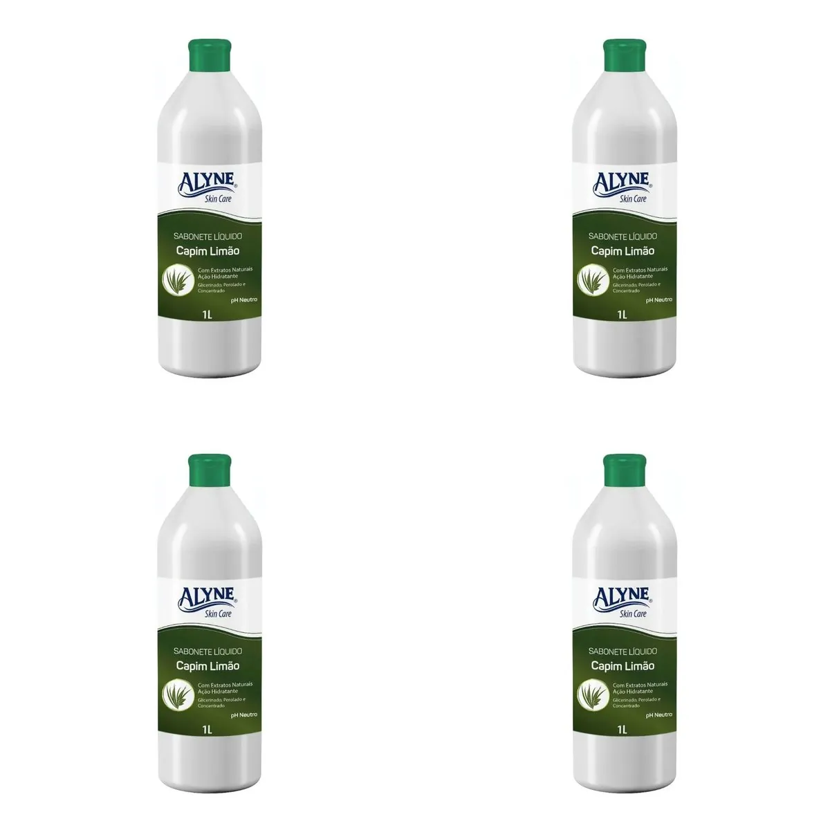 Kit c/4 Sabonetes Liquido Alyne 1L Capim Limão