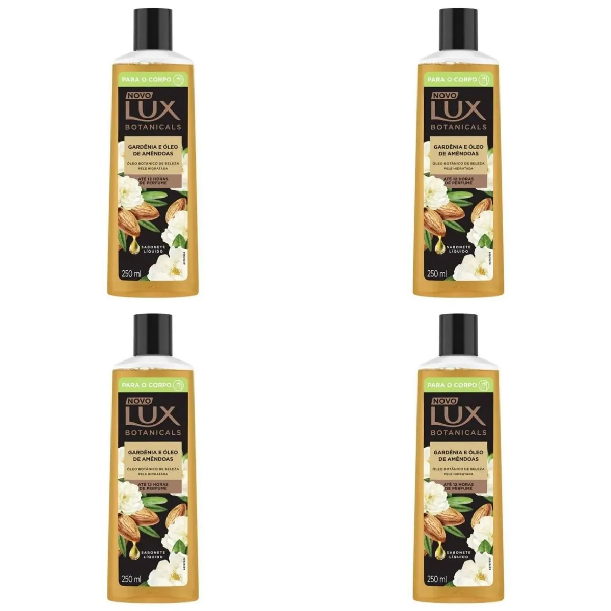 Kit c/4 Sabonetes Líquido Lux Gardenia E Óleo De Amêndoas 250ml