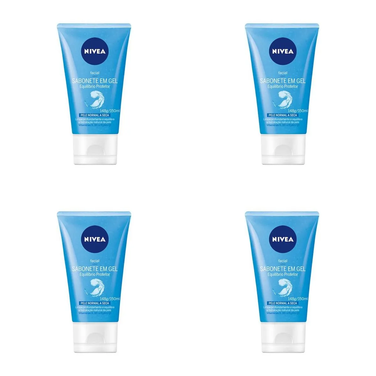 Kit c/4 Sabonetes Nivea Em Gel Facial Equilíbrio Nutritivo Com 150ml