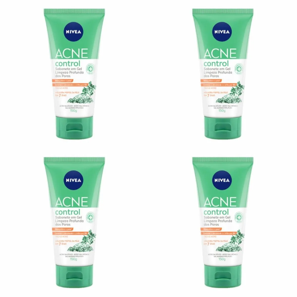 Kit c/4 Sabonete Facial Nivea 150ml Gel Acne Control