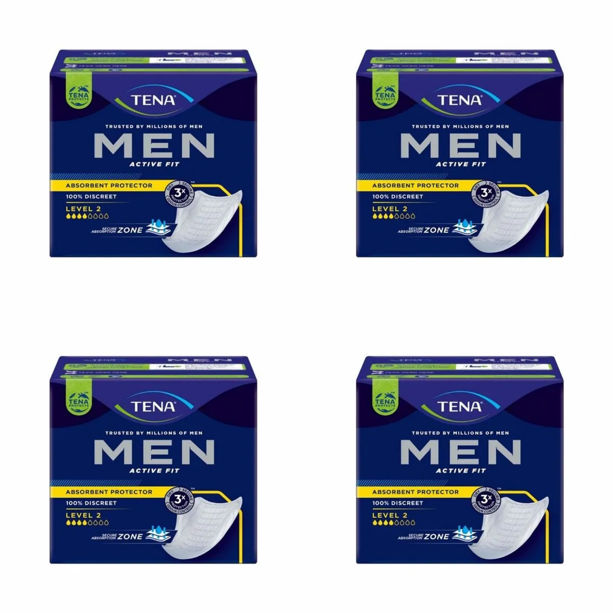 Kit c/4 Absorventes Tena Men Level 2 c/10 Unidades cada