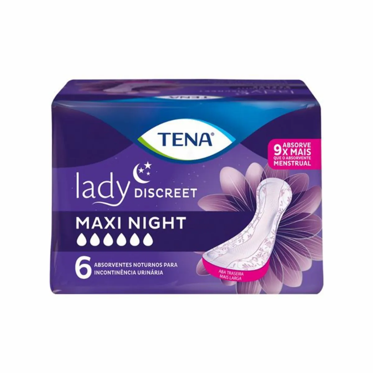 Kit c/4 Absorvente Tena Lady Discreet Maxi Night c/6 Unidades