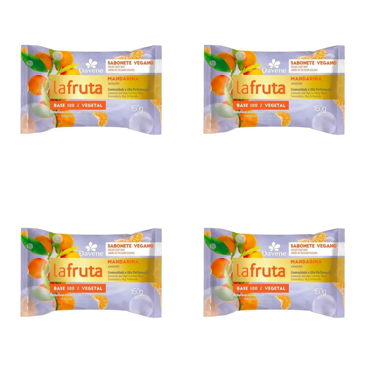 Kit c/4 Sabonetes Davene Lafruta Mandarina 150g cada