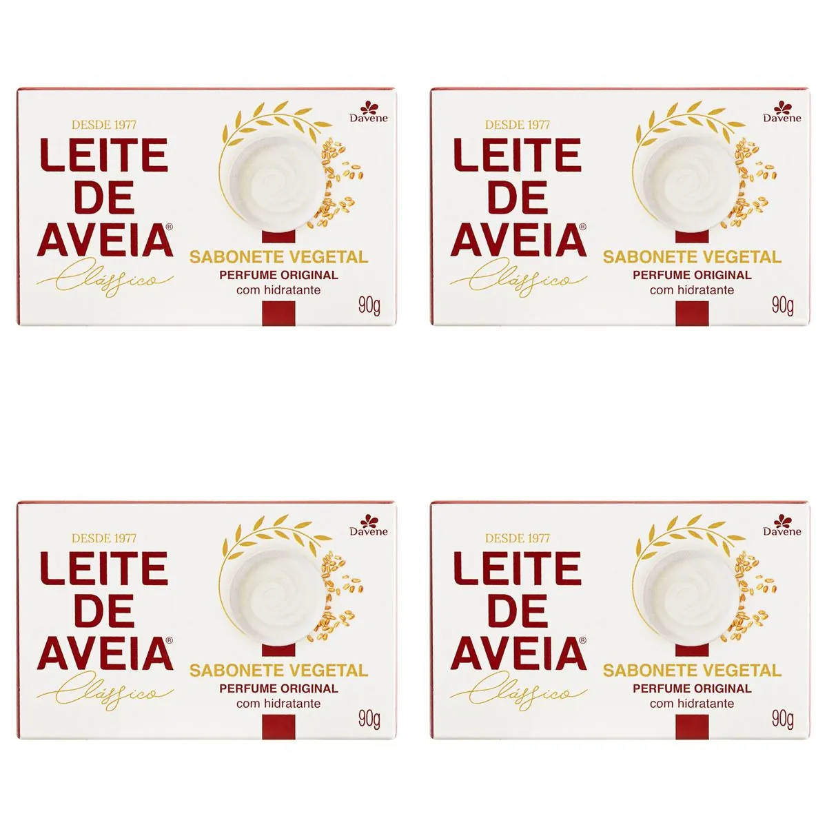 Kit c/4 Sabonetes Davene Leite De Aveia Clássico 90g cada