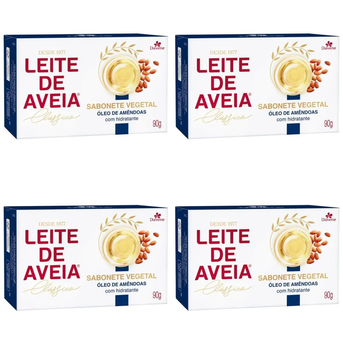 Kit c/4 Sabonetes Davene Leite De Aveia Amendoas 90g cada