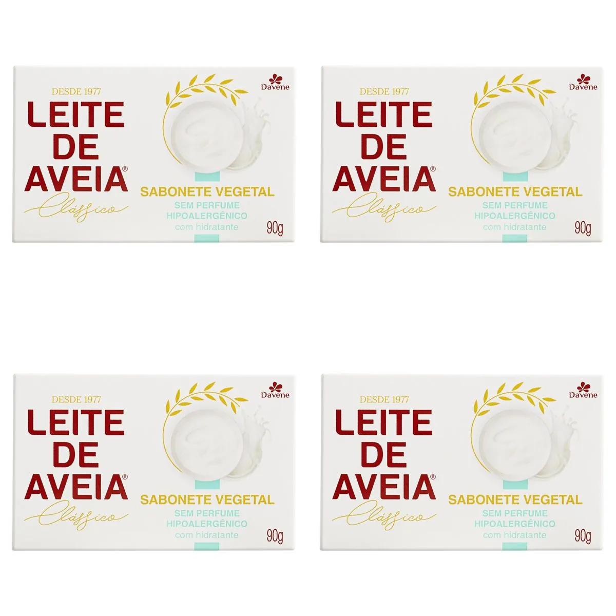 Kit c/4 Sabonetes Davene Leite De Aveia Hipoalerge 90g