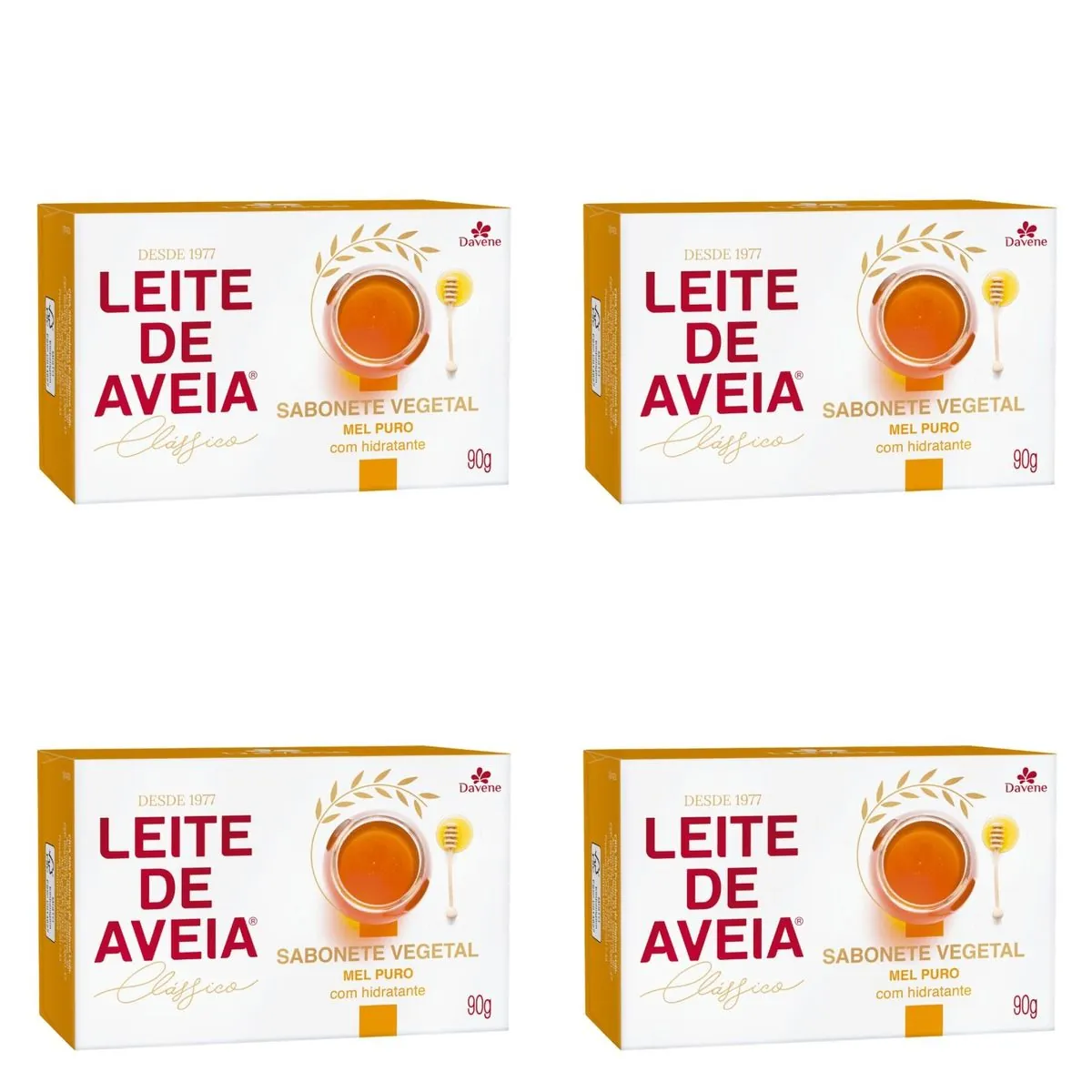 Kit c/4 Sabonetes Davene Leite De Aveia Mel Puro 90g cada