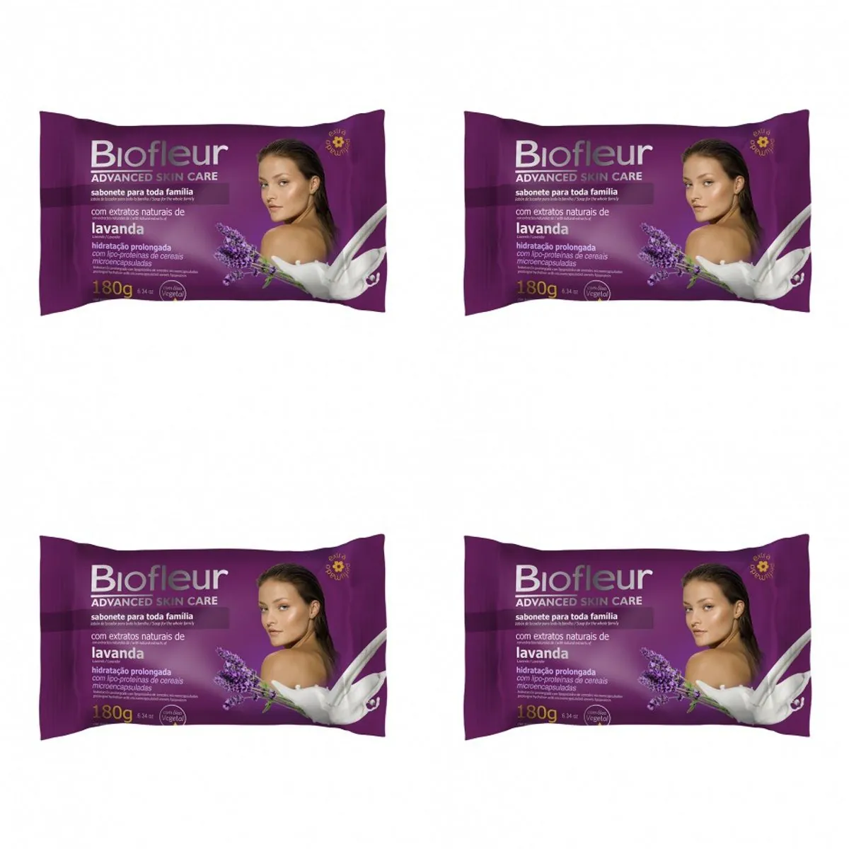 Kit c/4 Sabonetes Biofleur 180g Lavanda