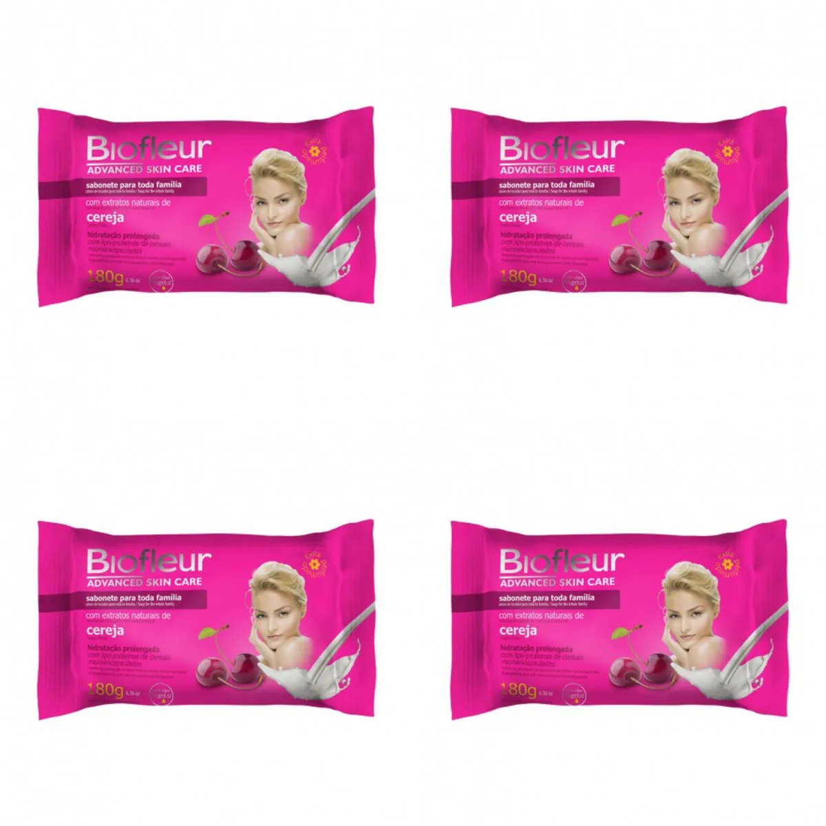 Kit c/4 Sabonetes Biofleur Cereja 180g cada