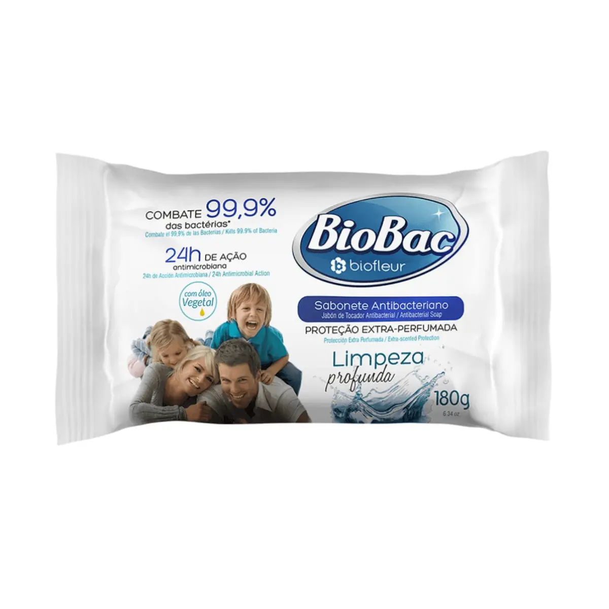 Kit c/4 Biofleur Sabonete 180g Hid Biobac Limpeza Profunda