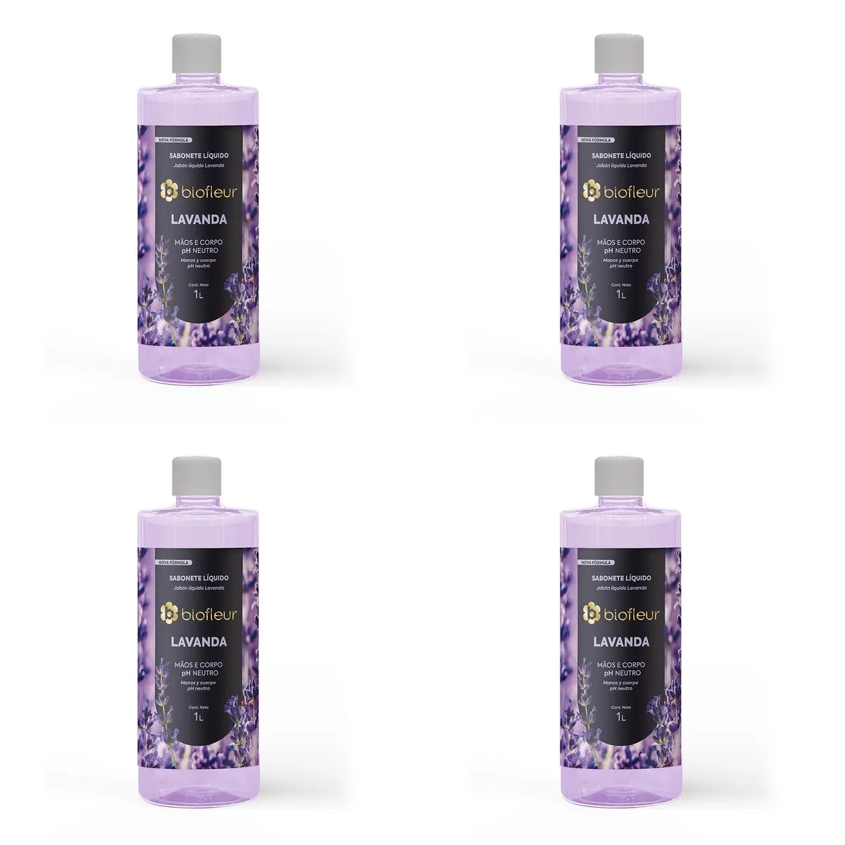 Kit c/4 Sabonetes Líquido Biofleur Lavanda 1L cada