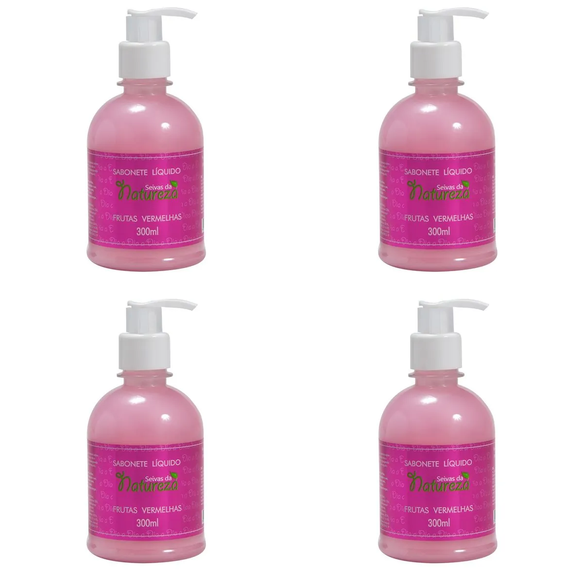 Kit c/4 Sabonetes Líquido Aromatica Seivas da Natureza Frutas Vermelhas 300ml cada