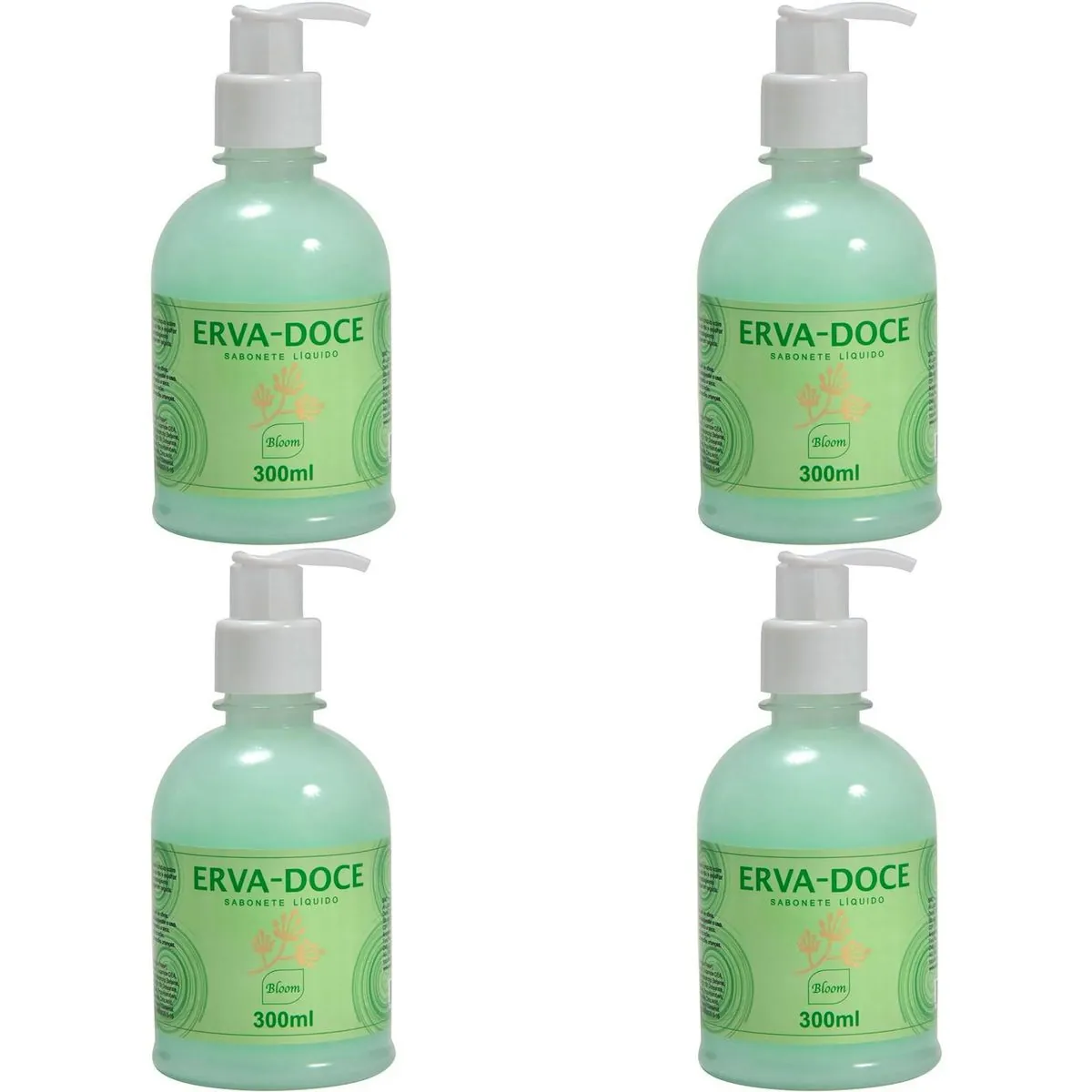 Kit c/4 Sabonetes Líquido Aromatica Bloom Erva-Doce 300ml cada