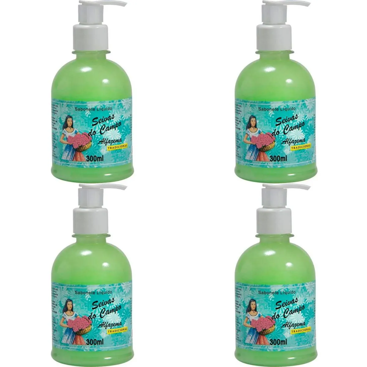 Kit c/4 Sabonetes Líquido Aromática Seivas Campo Alfazema 300ml cada