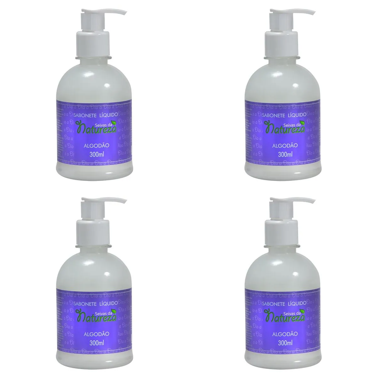Kit c/4 Sabonetes Líquido Aromatica Seivas da Natureza Algodão 300ml cada