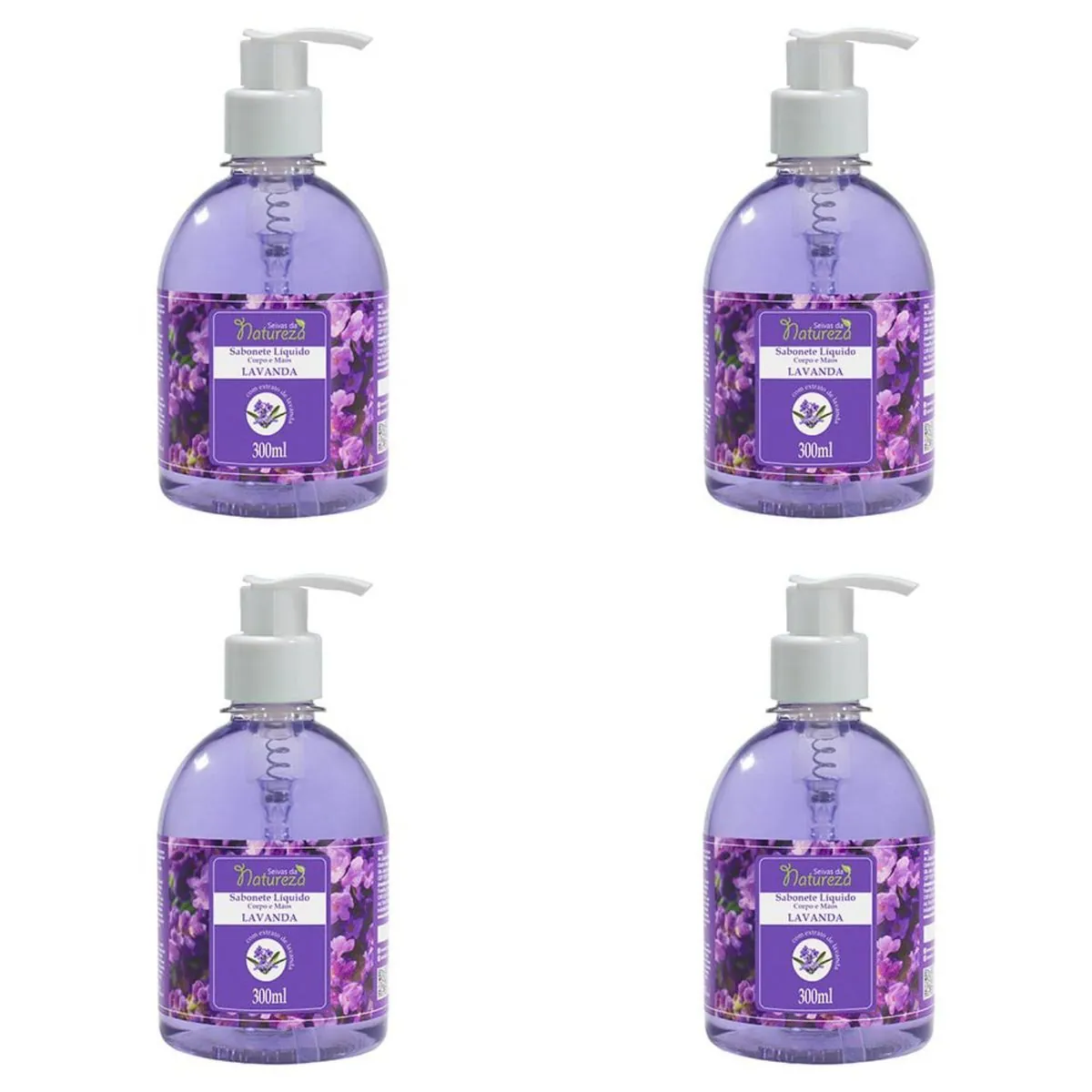 Kit c/4 Sabonetes Líquido Aromatica S.Natureza Lavanda 300ml cada