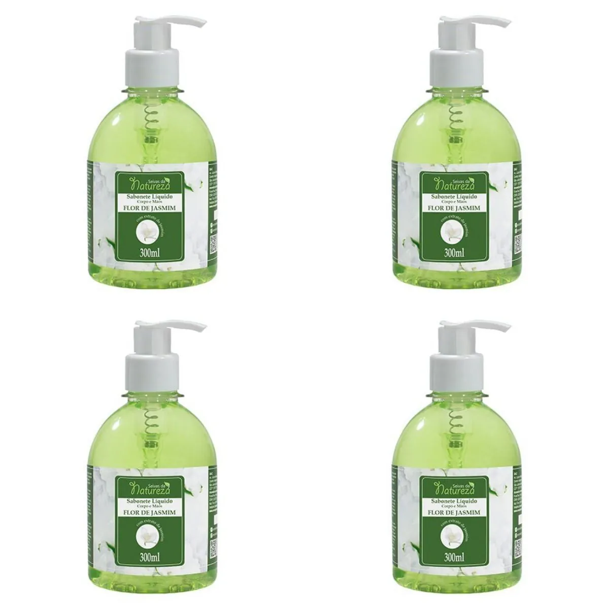 Kit c/4 Sabonetes Líquido Seivas da Natureza 300ml Flor de Jasmim 300ml cada