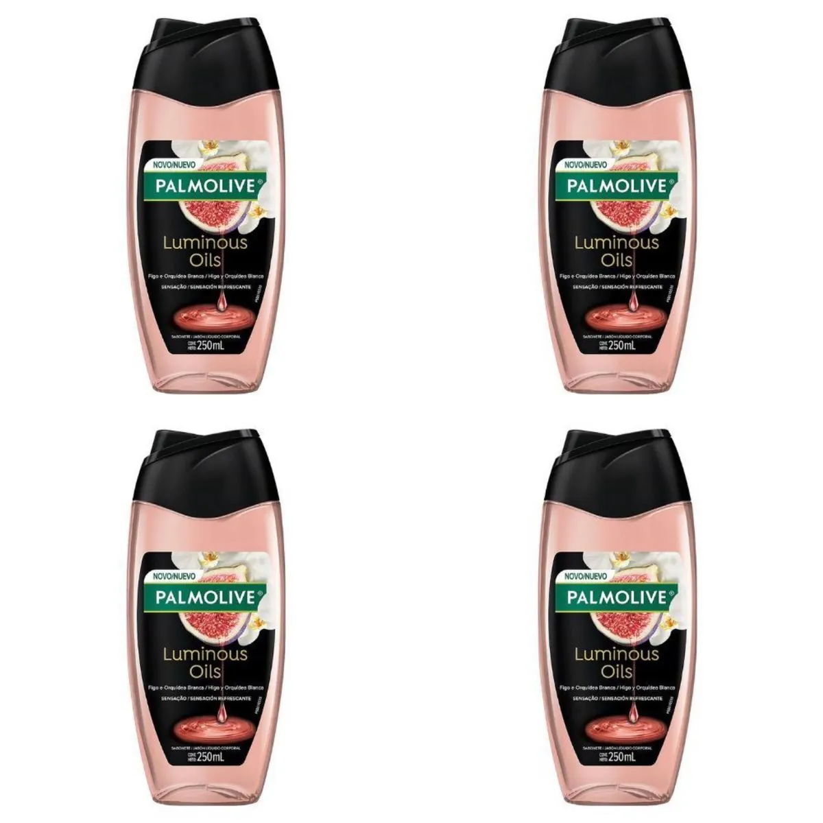 Kit c/4 Sabonetes Líquido Palmolive Luminous Oil Figo e Orquidea 250ml