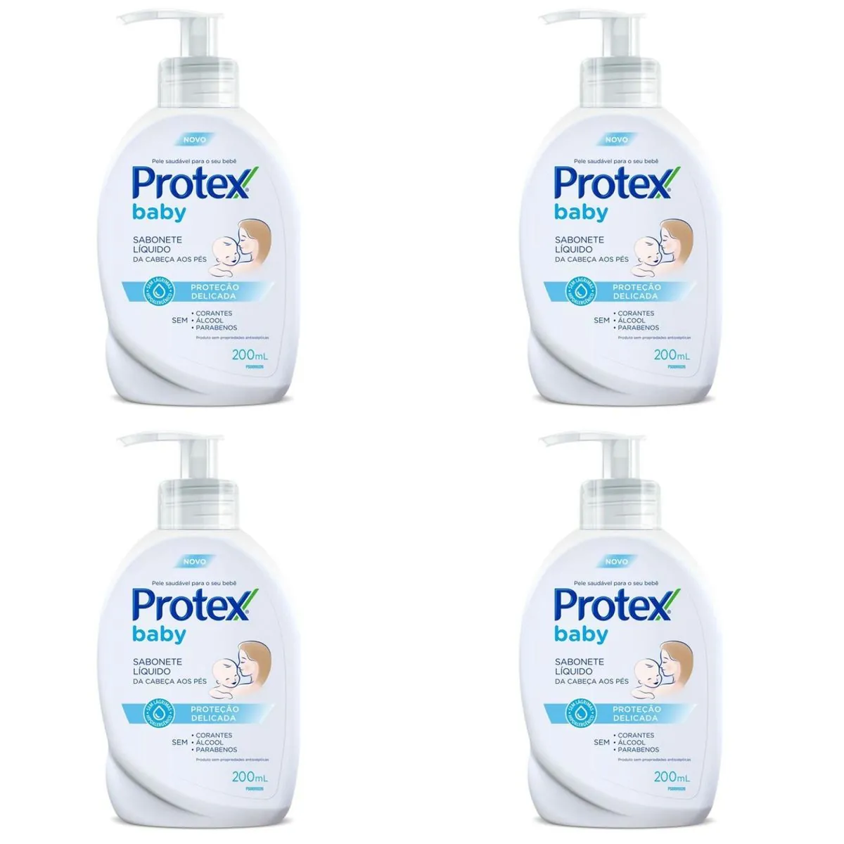 Kit c/4 Sabonetes Líquido Protex Baby Cabeça aos Pés 200ml