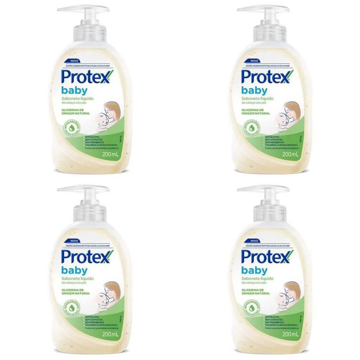Kit c/4 Sabonetes Líquido Protex Baby Glicerinado 200ml