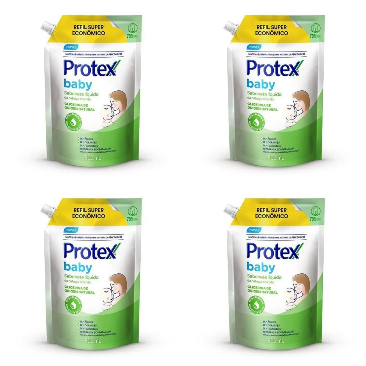 Kit c/4 Sabonetes Líquido Protex Baby Glicerinado 800ml
