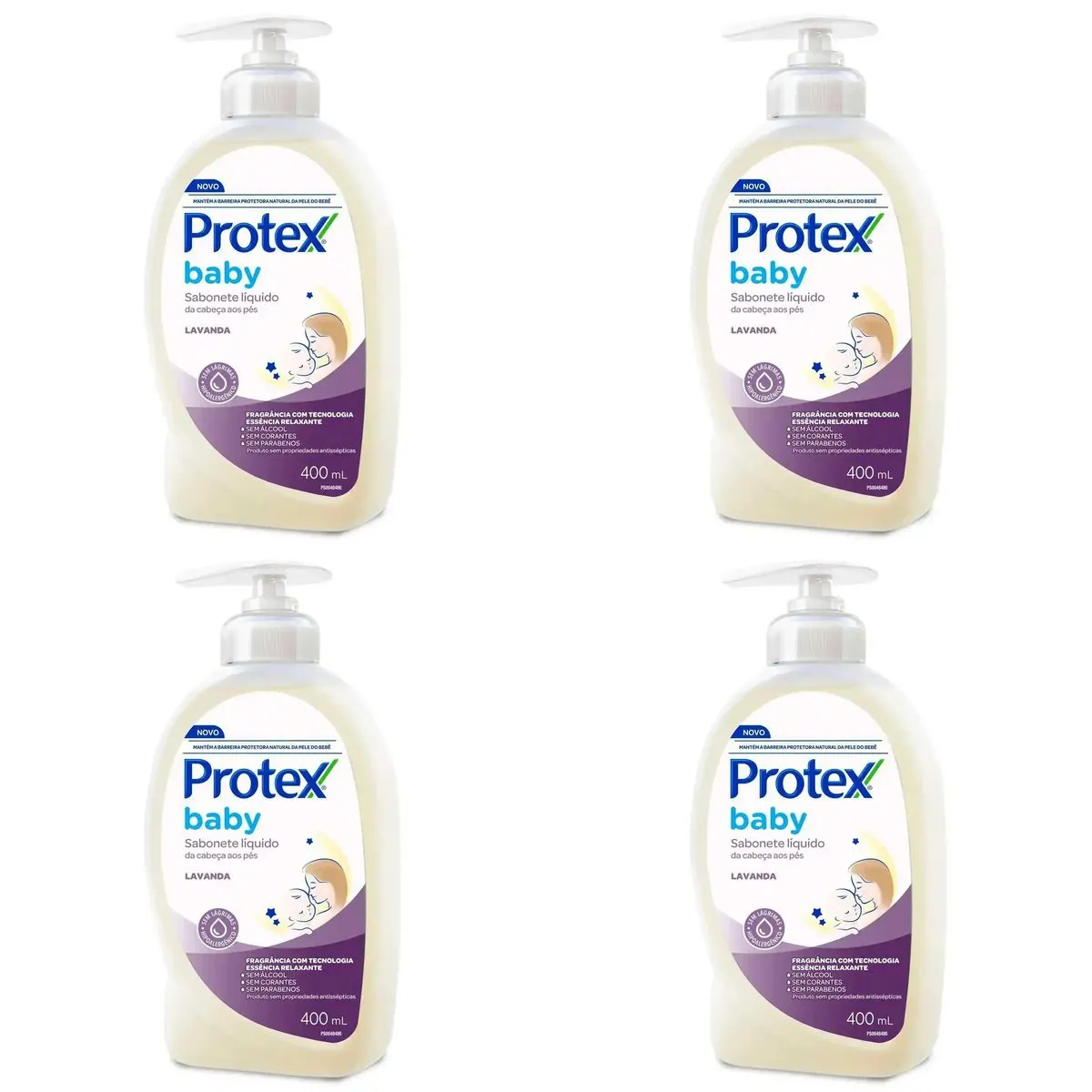 Kit c/4 Sabonetes Líquido Protex Baby Lavanda 400ml