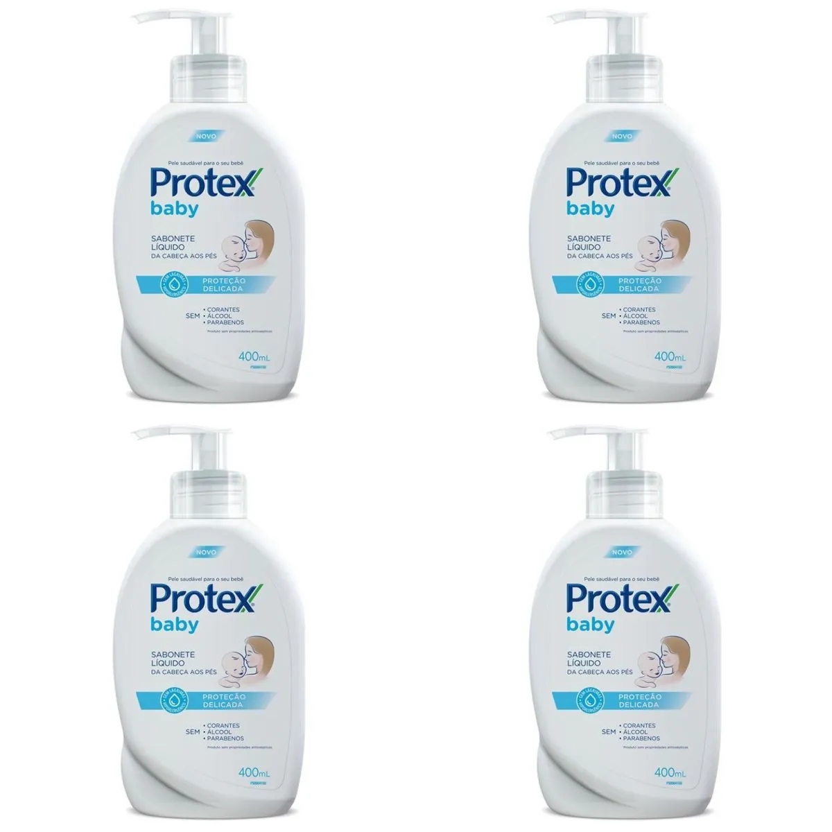 Kit c/4 Sabonetes Líquido Protex Baby Proteção Delicada 400ml