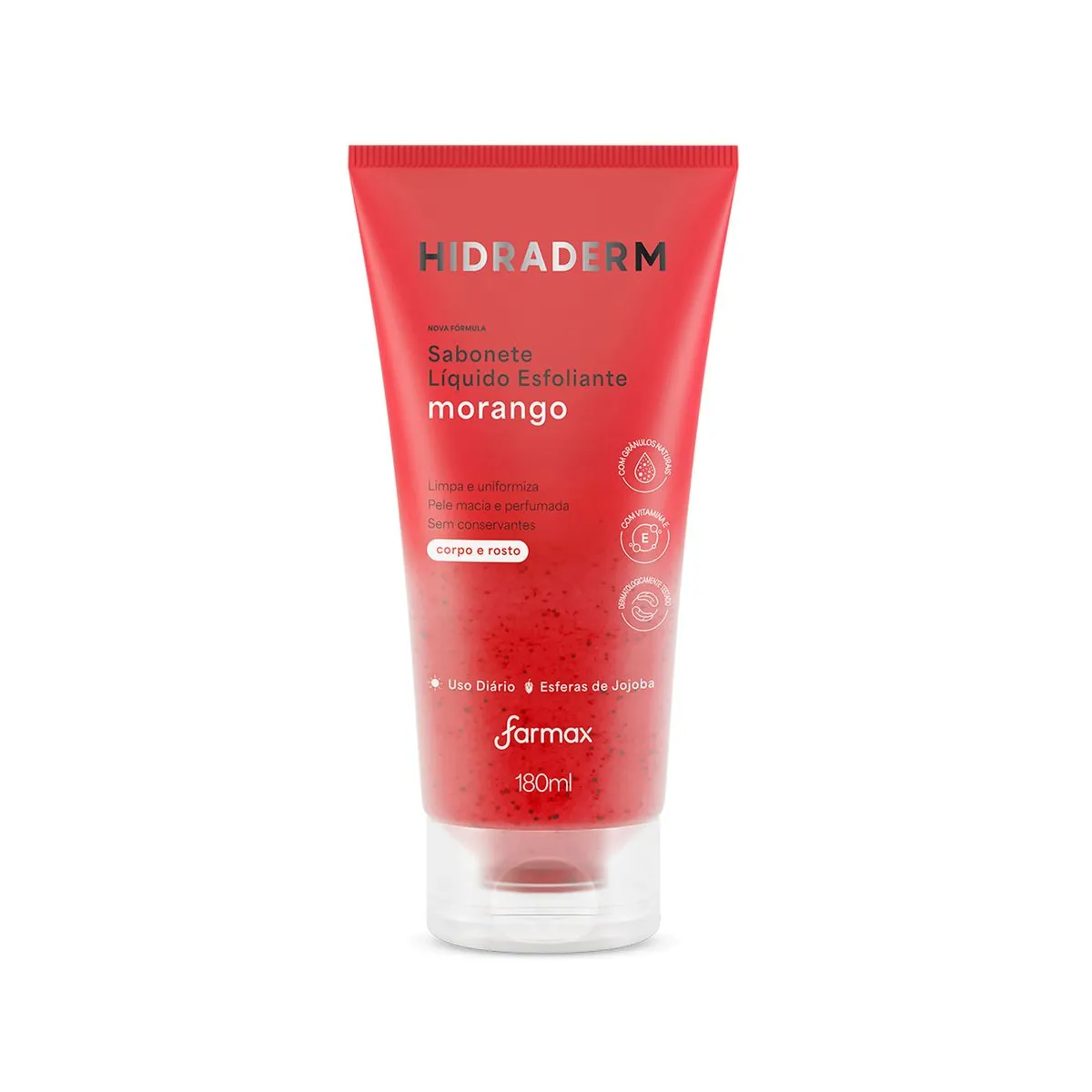 Kit c/9 Sabonete Liquido Esfoliante Morango Hidraderm 180ml